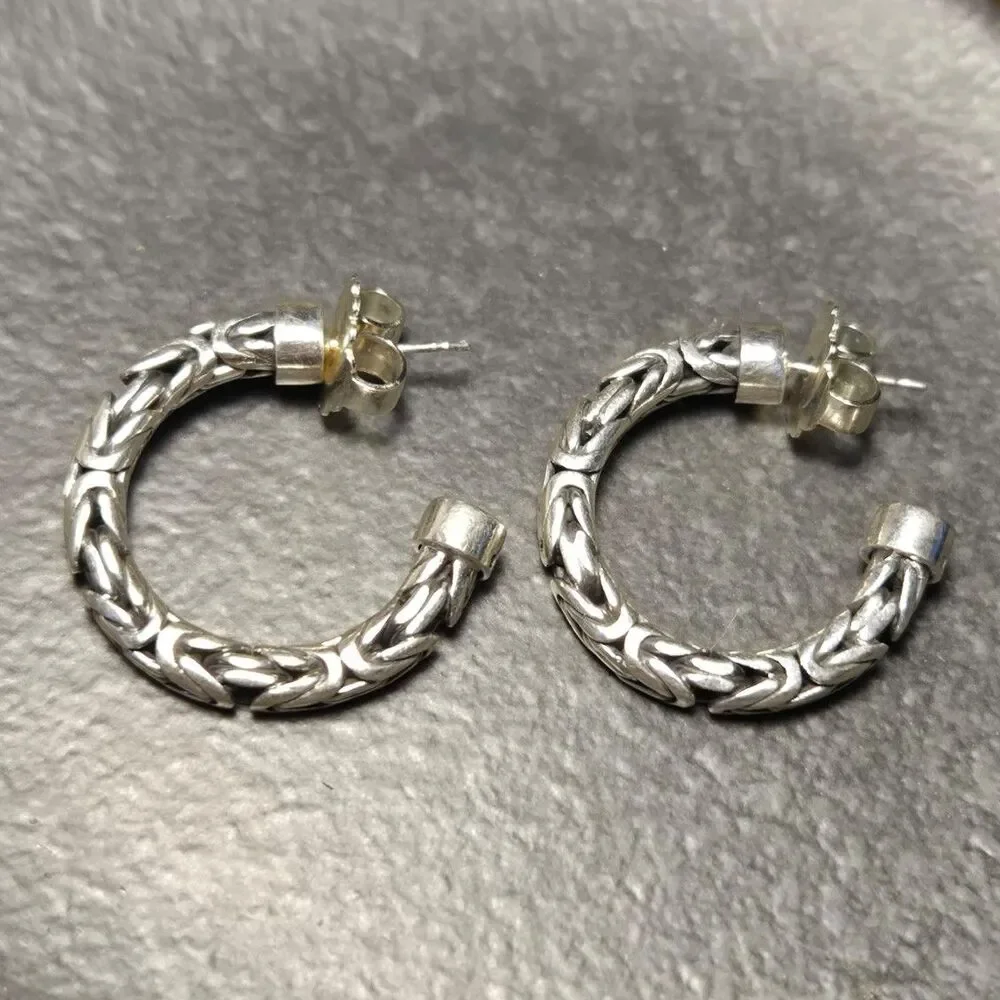 Gorgeous Heavy Stud Intricate Sterling Silver Earrings